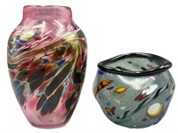 Mayhem Studios & A. Allison Signed Art Glass vases