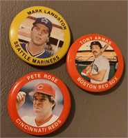 3 1984 Fun Foods Baseball Pins - Pete Rose