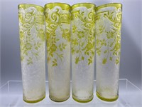 French St Louis or baccarat chartreuse cameo vases