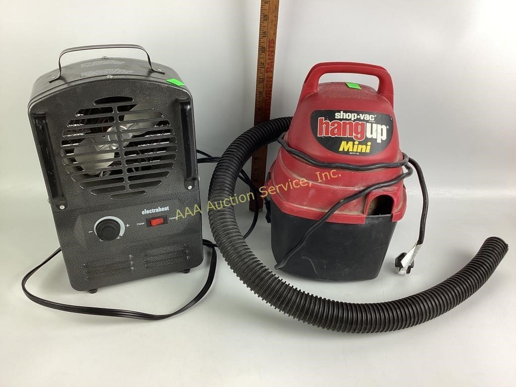 Electra heat heater, Shop vac hang up mini