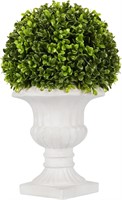 Artificial Boxwood Topiary Ball with Lights in Urn