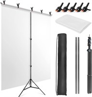 5X6.5ft White Screen Backdrop with Stand Kit, Whit