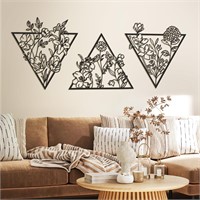 3 Pcs Metal Flower Wall Decor Minimalist Floral Wa