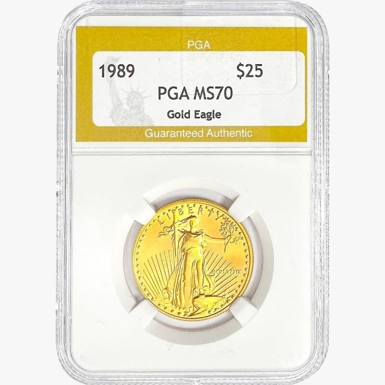 1989 $25 1/2oz. American Gold Eagle PGA MS70