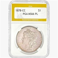 1878-CC Morgan Silver Dollar PGA MS66 PL