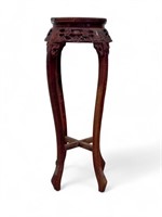 Plant Stand with Carvings and Marble Top