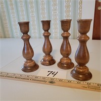 Four Wooden Candleholders
