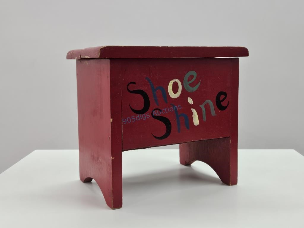 Tole Painted Wooden Shoe Shine Box