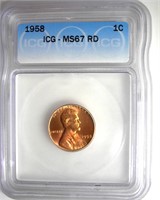 1958 Cent ICG MS67 RD LISTS $400