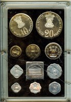 1973 India 10 Coin Proof Set Rare Set w/Sleeve