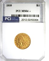 1910 Gold $5 MS64+ LISTS $5500