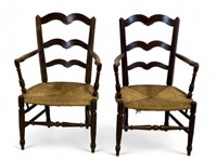 19th C French Rush seat ladder-back chairs