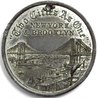 1883 Medal East River Bridge New York & Brooklyn