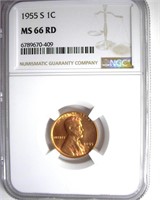 1955-S Cent NGC MS66 RD