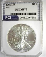 2012 Silver Eagle MS70 LISTS $78