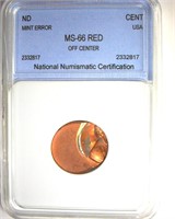 Error ND Cent NNC MS66 RD Off Center