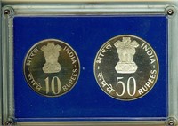 1976 India 2 Coin Proof Set Rare, Sell for @$250