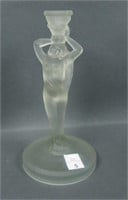 Art Deco Crystal Frosted Nude Candlestick