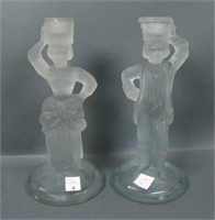 John Ford Scotland  Flint Glass Candlesticks