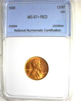 1939 Cent MS67+ RD LISTS $475