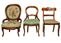 Three Victorian Needlepoint Chairs