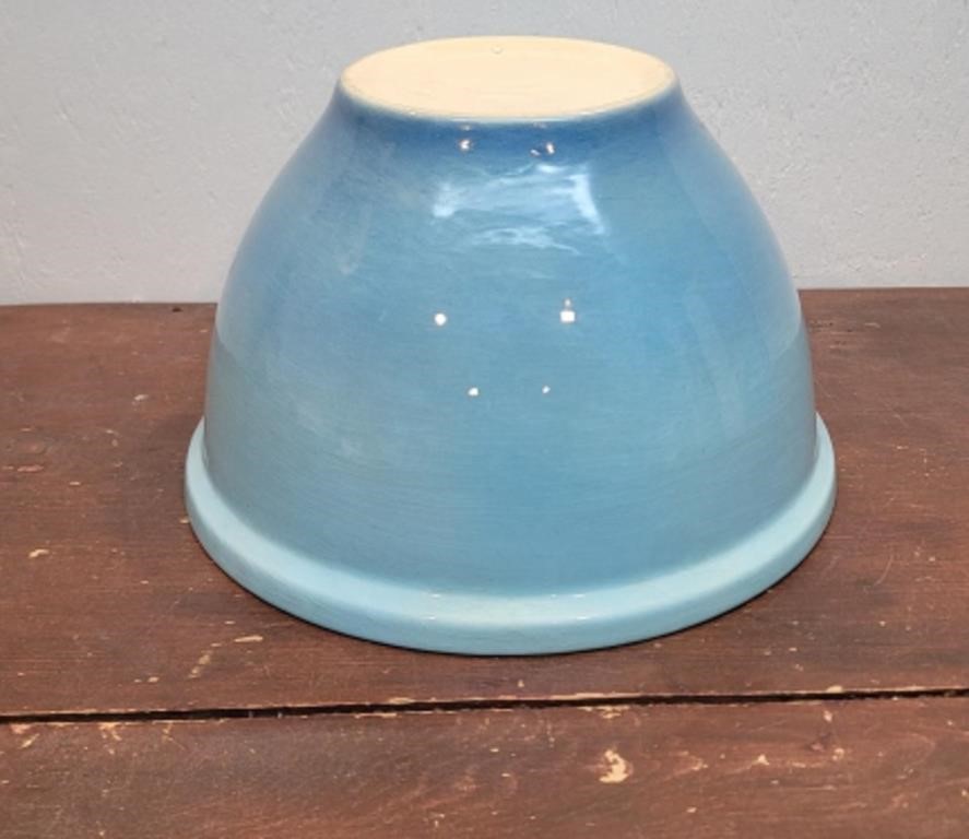 Large antique stoneware bowl - beautiful blue