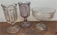 Pedestal vases and candy dish