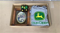 JOHN DEERE SHIRT, PICTURE AND TOY