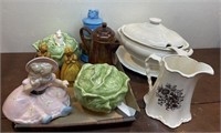 Box of vintage ceramics - soup tureen, pitchers,
