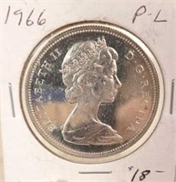 1966 Elizabeth II Canadian Silver Dollar Coin