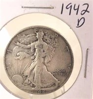 1942 D Walking Liberty Silver Half Dollar