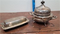 2 Victorian butter dishes - silverplate