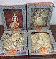 4 vintage Dolls of All Nations - boxes worn