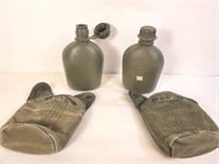 2 -U.S. Military Plastic Canteens with Carry Cases