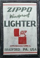 PAINTED WOODEN ZIPPO LIGHTER SIGN