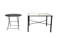 Metal Patio Table w/ Glass Top plus Bistro Table