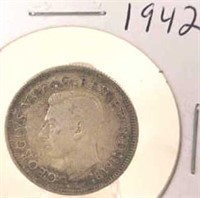 1942 Georgivs VI Canadian Silver Quarter
