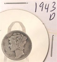 1943 D Mercury Silver Dime