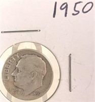 1950 Roosevelt Silver Dime