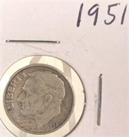 1951 Roosevelt Silver Dime