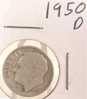 1950 D Roosevelt Silver Dime