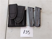 Pair of 9mm Cal Clips and Holster