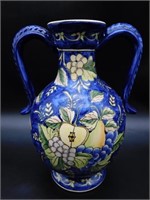 BLUE FRUIT FLORAL JUG VINTAGE ANTIQUE