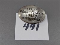 1917 Pennsylvania Driver's License