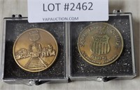 2 UNION PACIFIC RAILROAD TOKENS