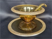 Amber Bowl Plate Spoon Fostoria?? Resale $70
