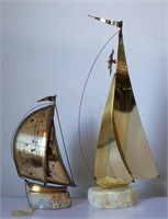 2 Mid Century Brutalist DeMott Brass Sailboat