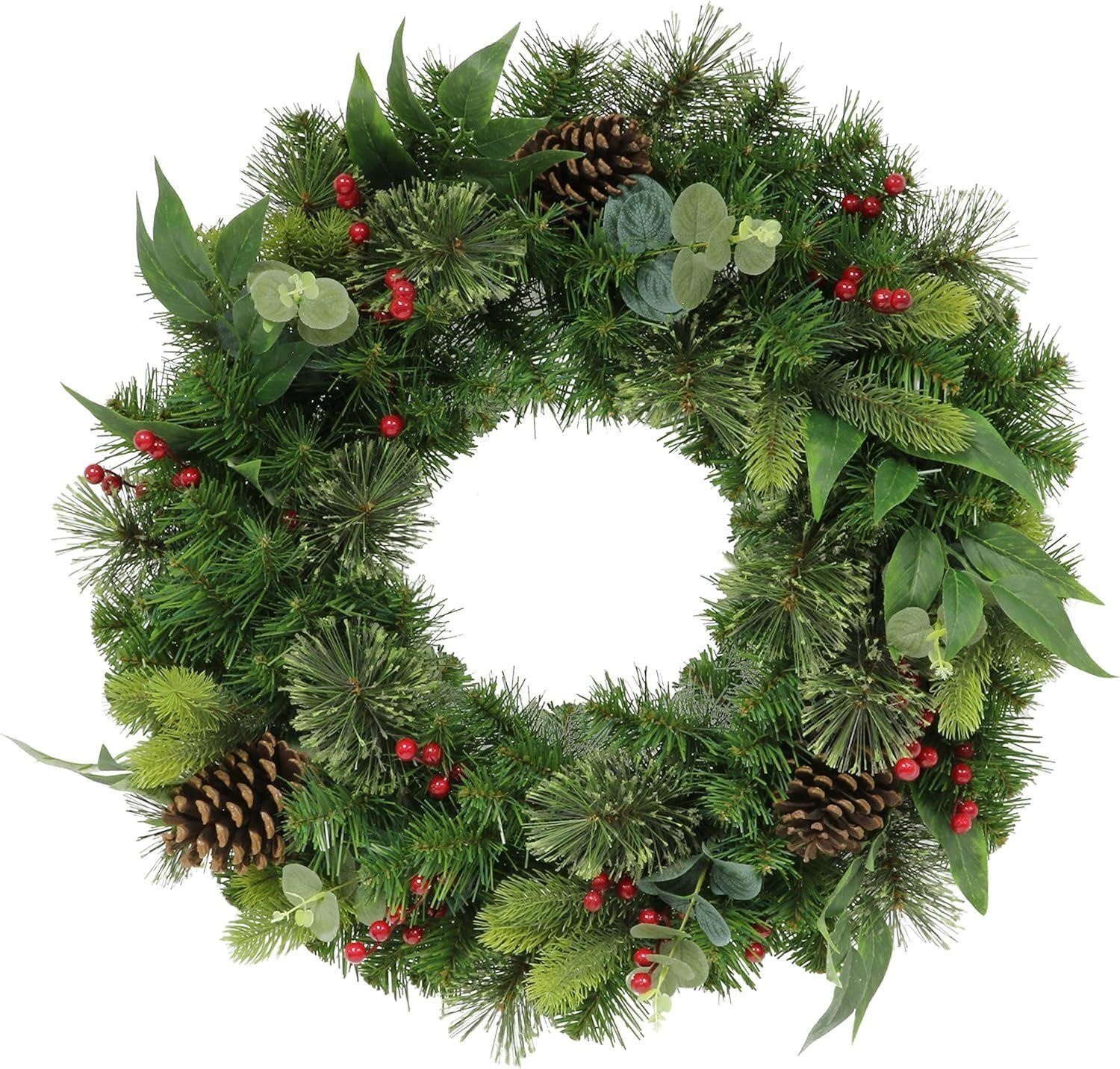 --Puleo International 24" Mixed Christmas Wreath