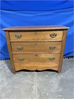 Vintage Wood 3 Drawer Dresser 38 x 33 x 18