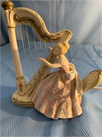 Vintage Girl Playing Harp Lamp